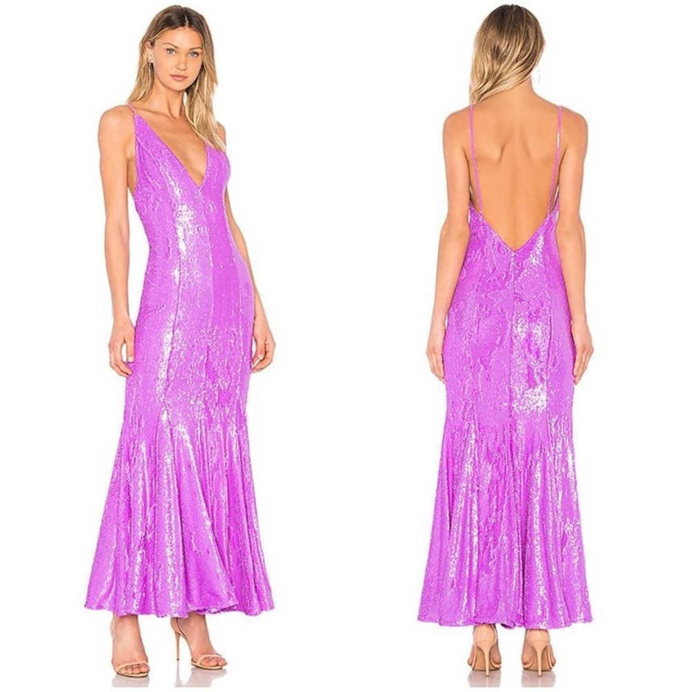REVOLVE x NBD Chiquitita Purple Pink Sequin Mermaid Formal Gown Dress